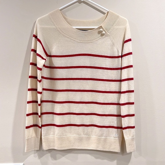🔥NWOT Vineyard Vines Cream and Red Crew Neck Sweater🔥 - Picture 1 of 7